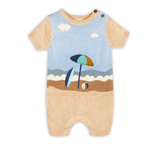 Beach Day Jacquard Knit Baby Romper