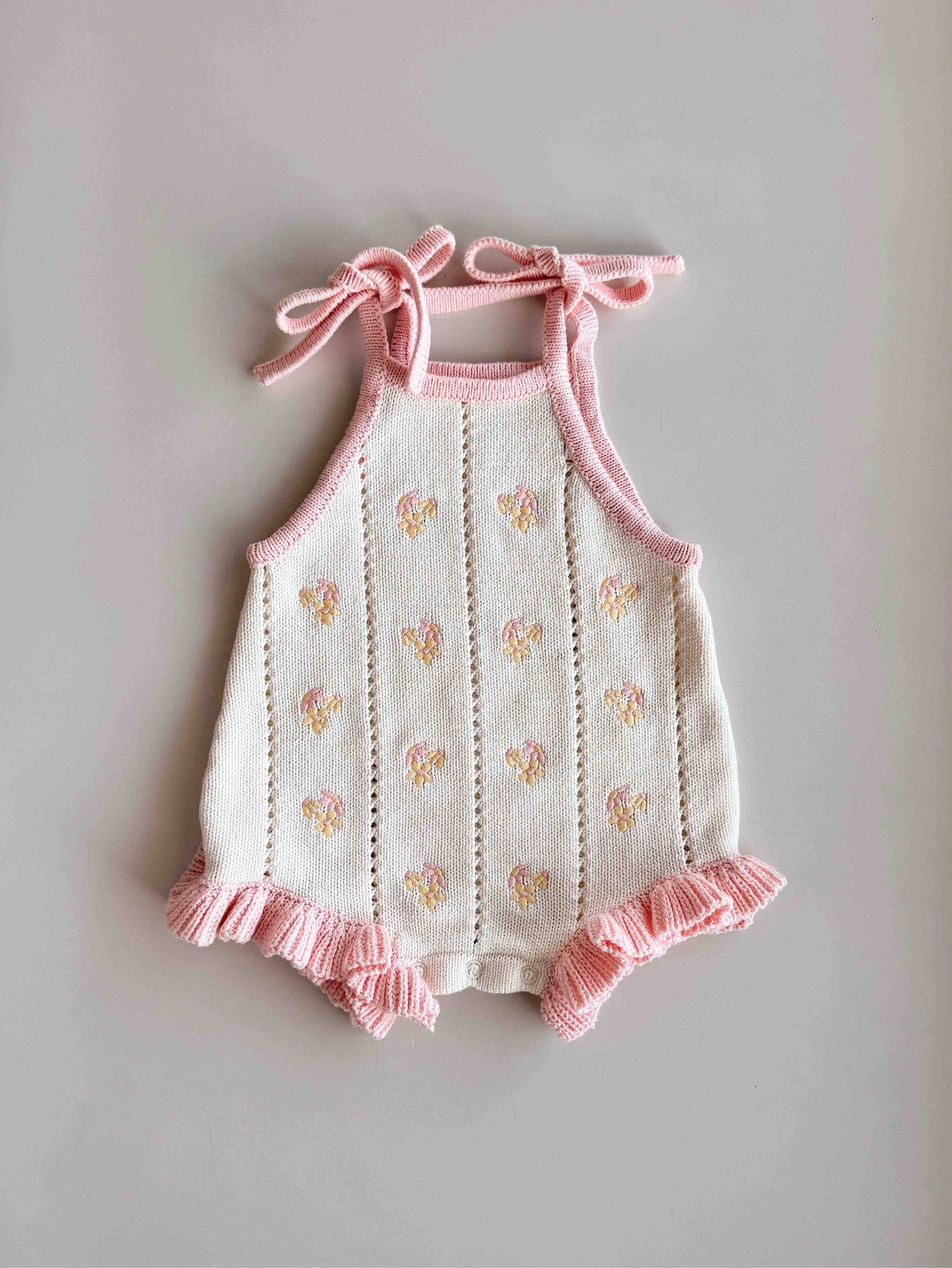 Bloom Pointelle Tie Romper | Cosmos