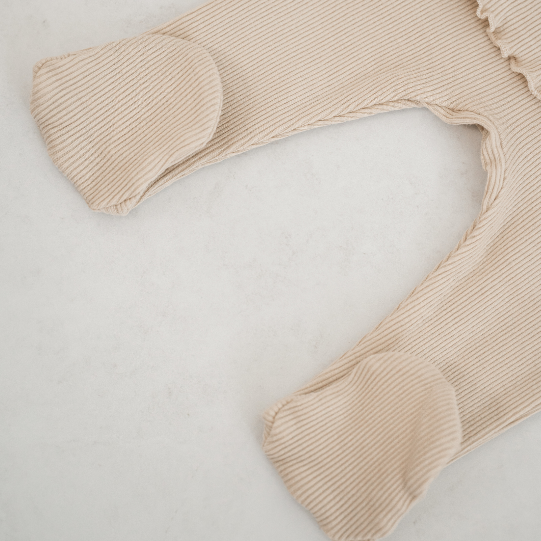Kimono Ribbed Set: Coconut Milk - Newborn