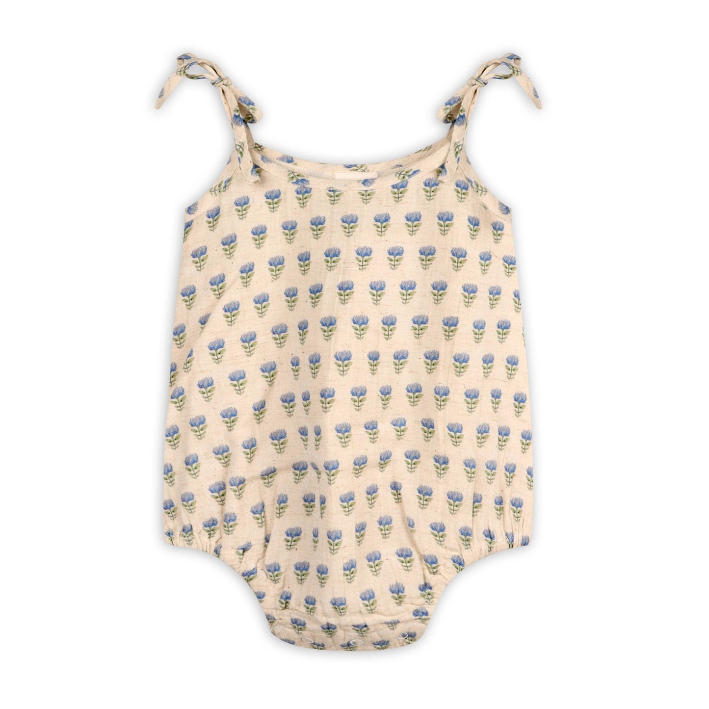 Jaipur Linen Blend Bubble Romper + Headband: Blue Floral