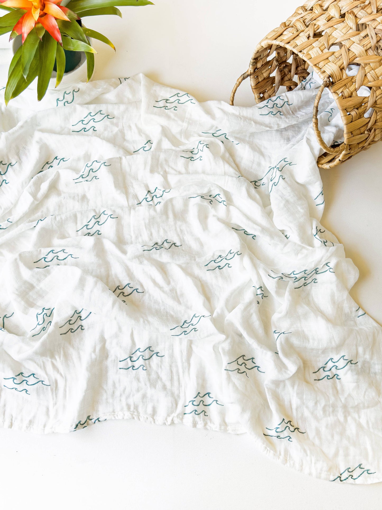 Surfer Wave Organic Bamboo Swaddle + Beach Nursery Decor