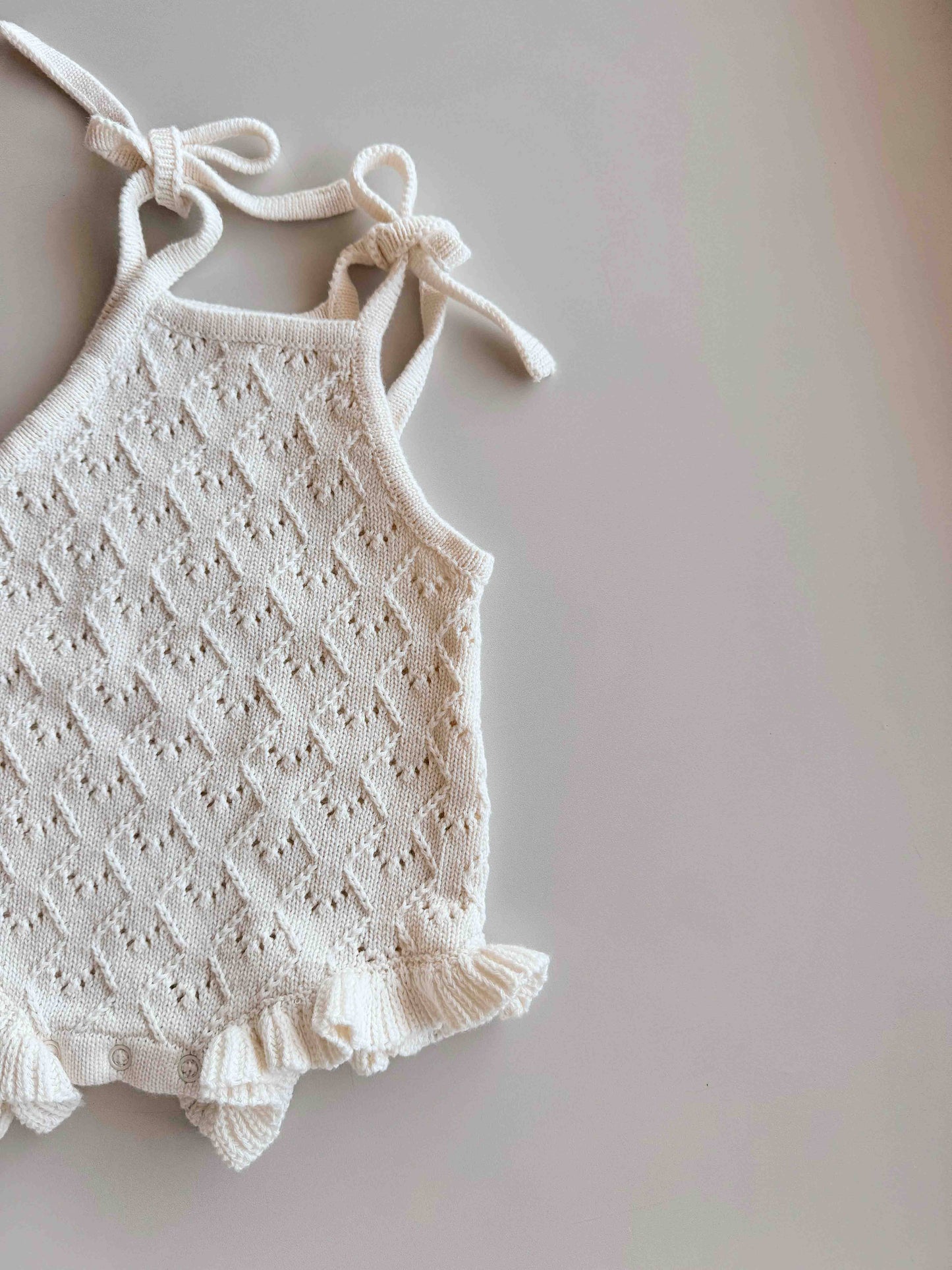 Mila Pointelle Tie Romper | Snow