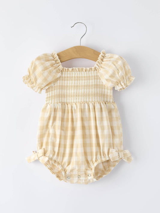 Honeysuckle Plaid Romper