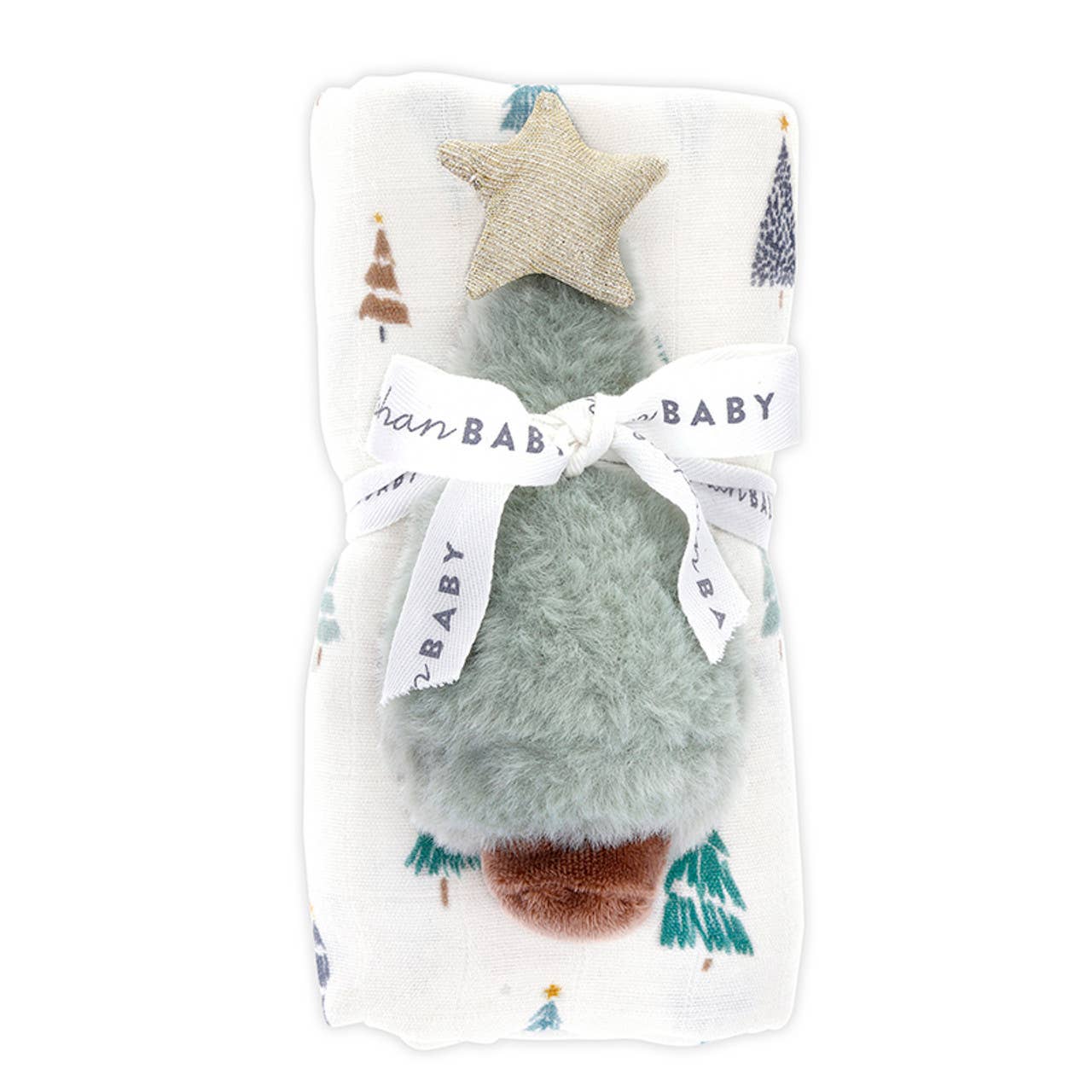Tree Swaddle with Plush Rattle