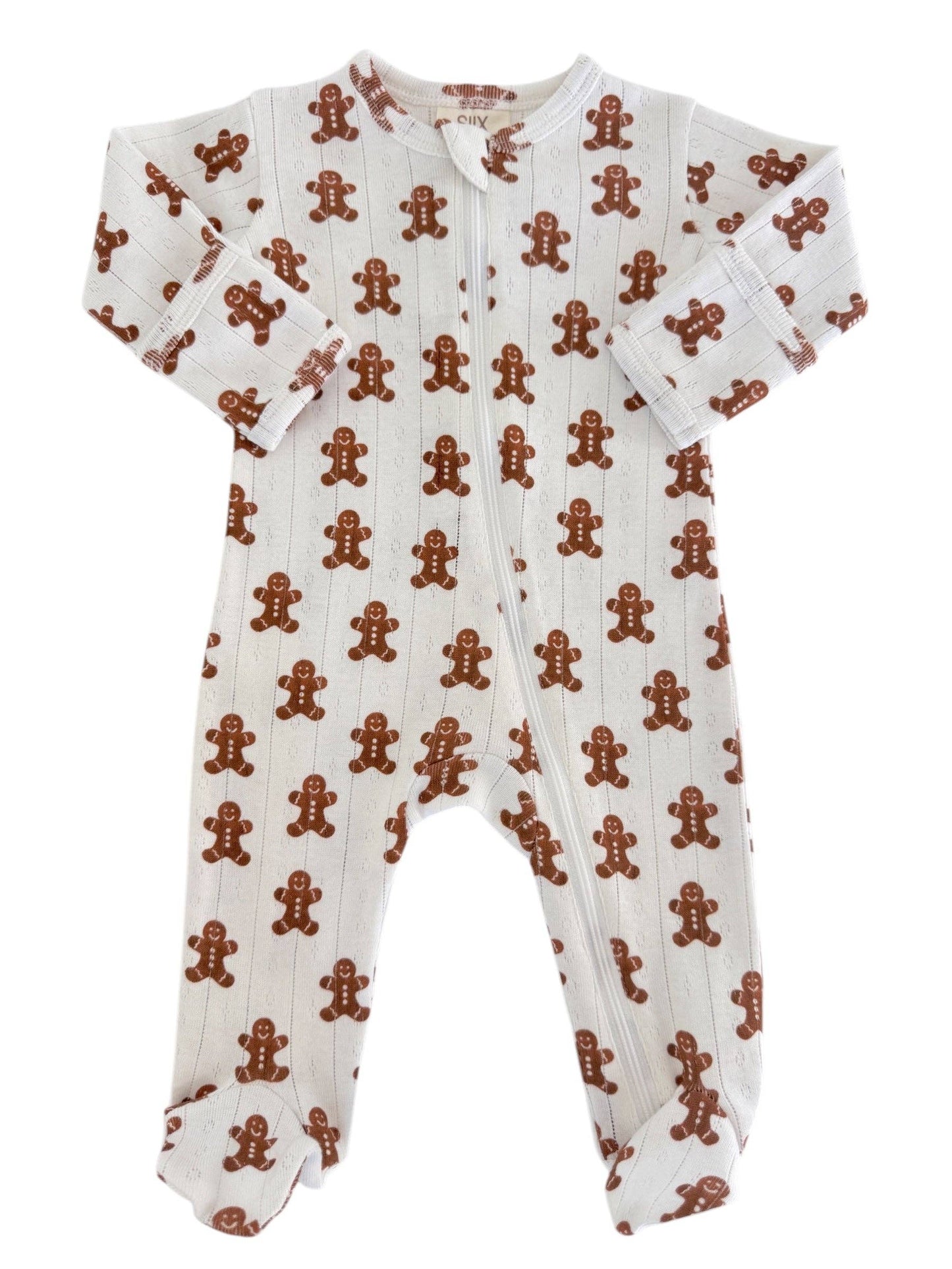 Gingerbread Organic Pointelle 2-Way Zip Footie