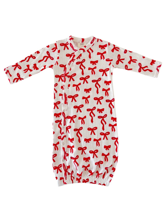 Red Bows Organic Pointelle Gown