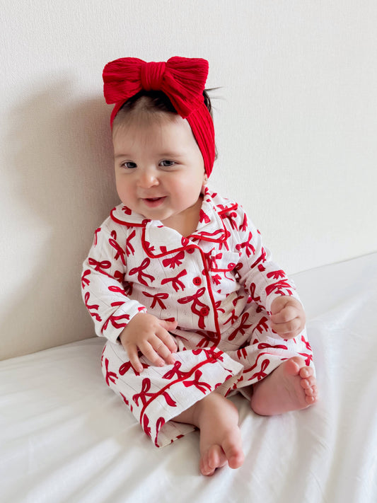 Red Bows Organic Pointelle Lounge Set
