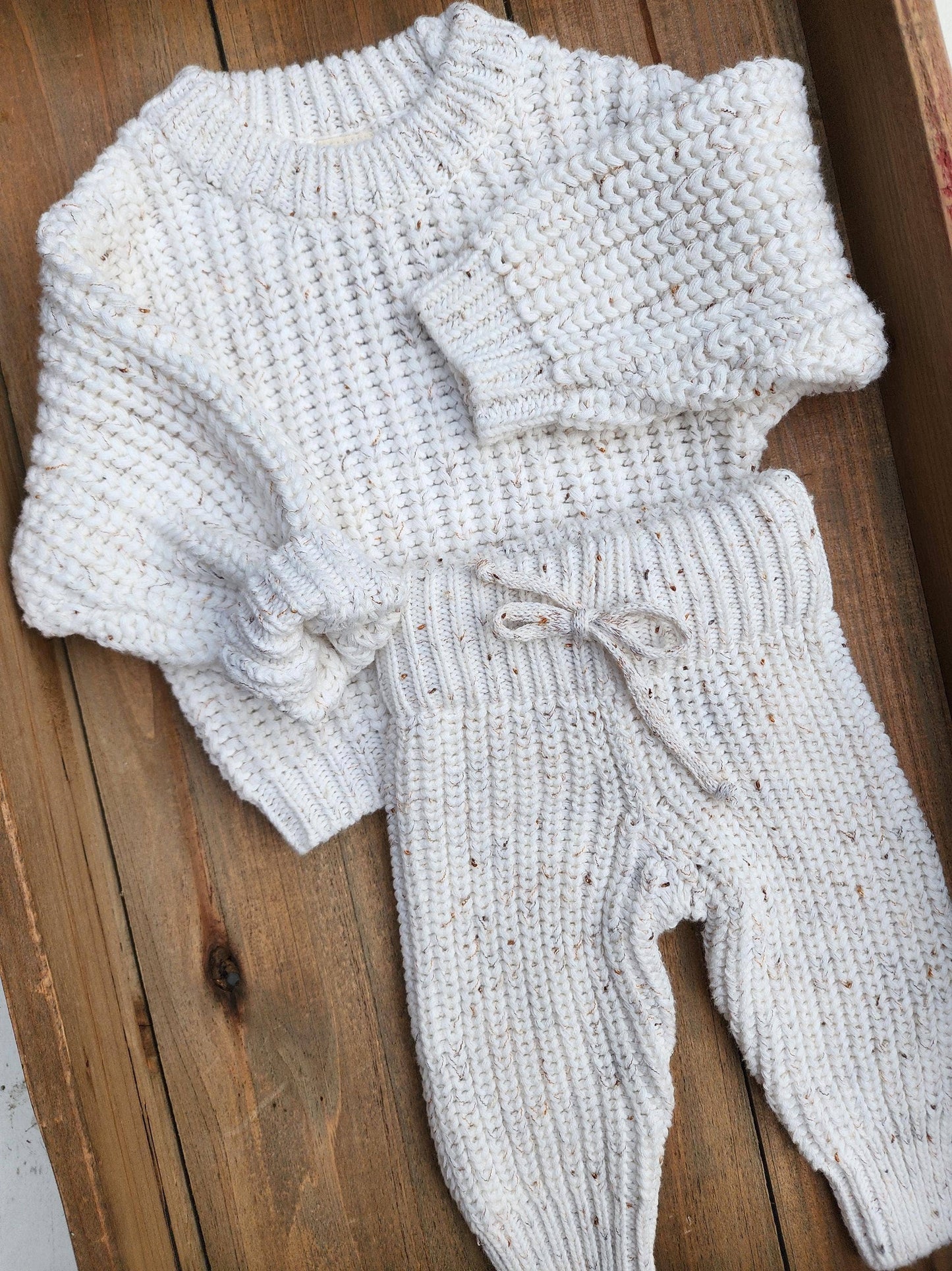 Chunky Knit Sweater + Pants Set: Coco speckle