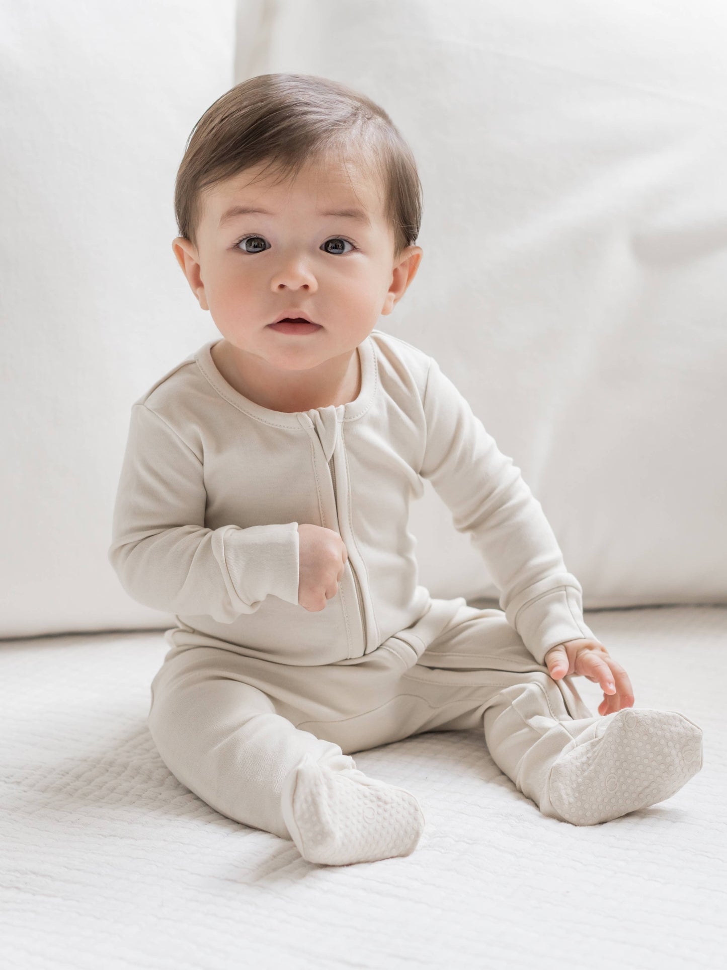Organic Baby Peyton Zipper Sleeper - Cream